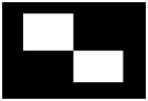 Does this picture contain one or two blobs? It depends on how one
handles diagonal connections. If blobs are 4-connected, there are two
blobs, if they are 8-connected, there is just one
blob.